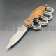 PK40 Semi-automatic brass knuckles knife WOOD - M