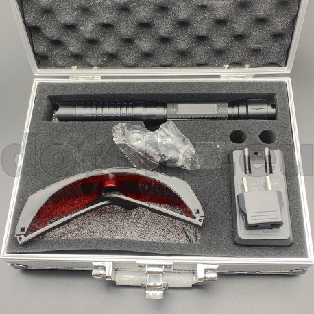 L01 Puntero láser azul - 50000mW + 5 boquillas + gafas de seguridad + estuche cómodo