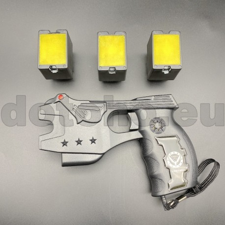 SP02 Taser Stun Gun + LED + Siren + Laser + 3 Air Cartridges