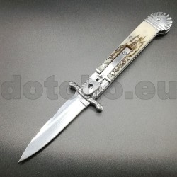 PK90 Italienisches Messer mit automatischer Klinge Stiletto Elfenbein