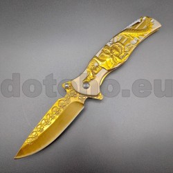 PK62 Couteau de poche Golden Skull