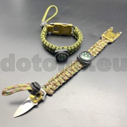 PKA10 Bracelet en paracorde avec un couteau transformateur et une boussole